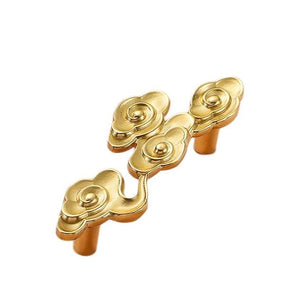 Solid Brass Floral Cabinet Pulls & Knobs - Gold Finish for Cabinets - #6 / 1pc