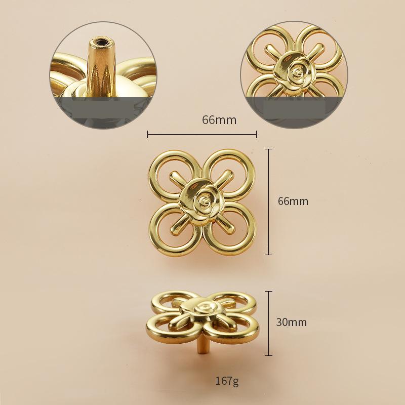 Solid Brass Flower Drawer Knob 33 66 mm 1 1/4 2 5/8 Inches Gold Color Kitchen Door Drawer Pull Furniture Hardware Wholesale