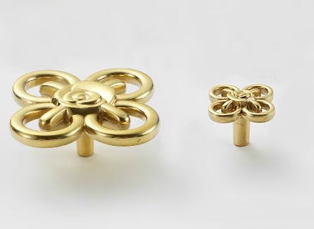 Solid Brass Flower Drawer Knob 33 66 mm 1 1/4 2 5/8 Inches Gold Color Kitchen Door Drawer Pull Furniture Hardware Wholesale