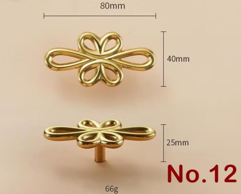 Solid Brass Flower Drawer Knob 25 80 mm 1 3 1/8 Inches Gold Color Kitchen Door Drawer Pull Furniture Hardware Wholesale