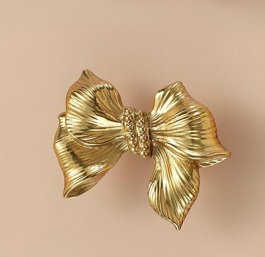 Solid Brass Bowknot Drawer Knob 20 55 mm 3/4 2 1/8 Inches Gold Color Kitchen Door Drawer Pull Furniture Hardware Wholesale