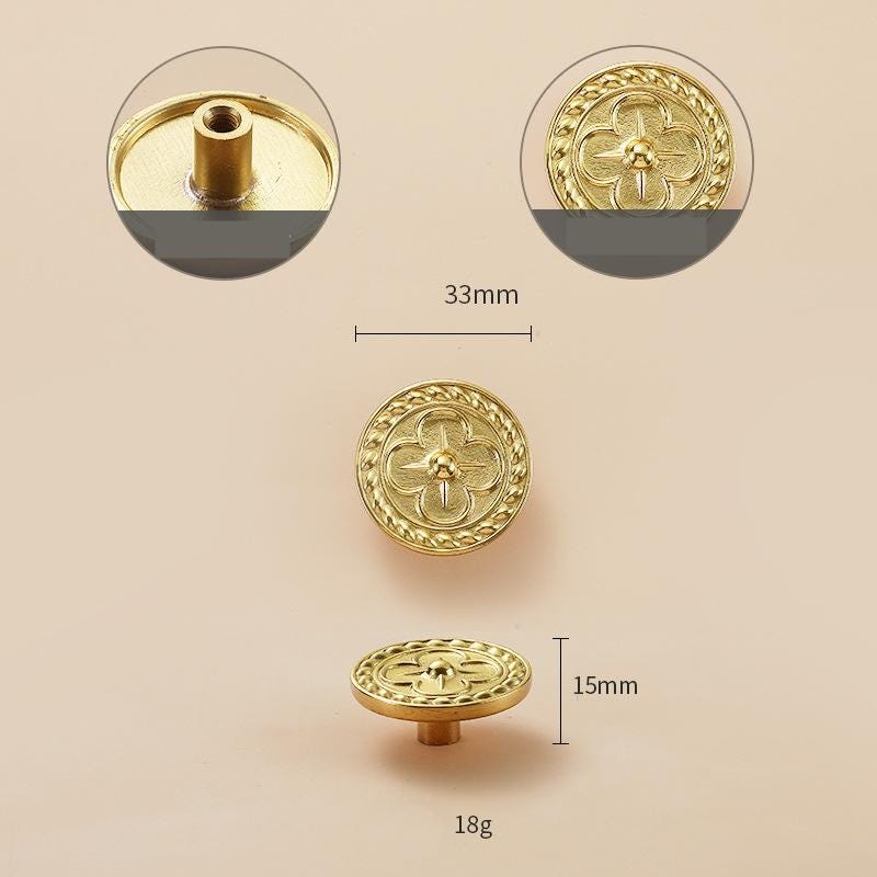 Solid Brass Flower Drawer Knob 15 33 mm 5/8 1 1/4 Inches Gold Color Kitchen Door Drawer Pull Furniture Hardware Wholesale