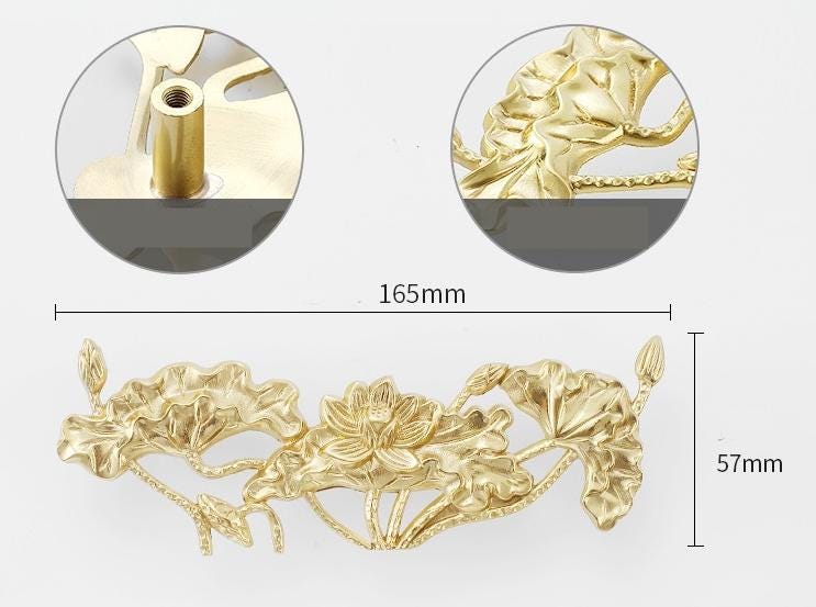 Solid Brass Flowering Branch Drawer Pull Handle 25 165mm 1" 6 5/8" Gold Color Kitchen Door Drawer Pull Furniture Hardware Wholesale