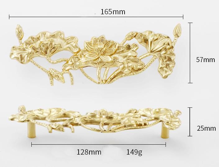 Solid Brass Flowering Branch Drawer Pull Handle 25 165mm 1" 6 5/8" Gold Color Kitchen Door Drawer Pull Furniture Hardware Wholesale