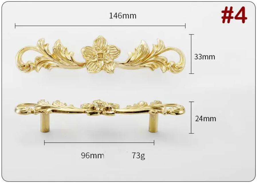 Solid Brass Flowering Branch Drawer Knob 24 146mm 1" 5 3/4" Gold Color Kitchen Door Drawer Pull Furniture Hardware Wholesale