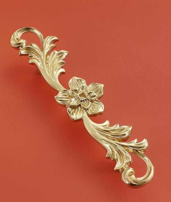 Solid Brass Flowering Branch Drawer Knob 24 146mm 1" 5 3/4" Gold Color Kitchen Door Drawer Pull Furniture Hardware Wholesale