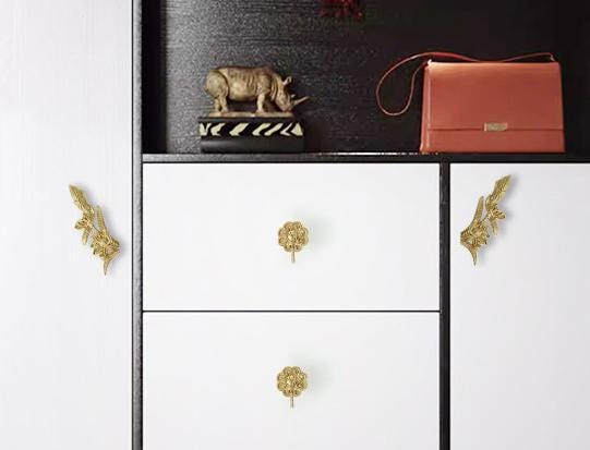Solid Brass Flowering Branch Drawer Pull Handle 22 142mm 7/8" 5 5/8" Gold Color Kitchen Door Drawer Pull Furniture Hardware Wholesale