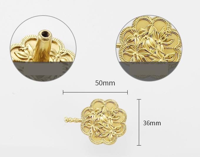 Solid Brass Flower Drawer Knob 25 50mm 1" 2" Gold Color Kitchen Door Drawer Pull Furniture Hardware Wholesale