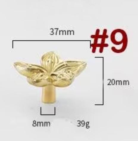 Solid Brass Flower Drawer Knob 20 37mm 3/4" 1 1/2" Gold Color Kitchen Door Drawer Pull Furniture Hardware Wholesale