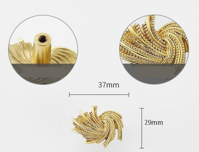 Solid Brass Flower Drawer Knob 24 37mm 1" 1 1/2" Gold Color Kitchen Door Drawer Pull Furniture Hardware Wholesale