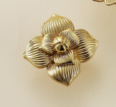 Solid Brass Flower Drawer Knob 25 31mm 1" 1 1/4" Gold Color Kitchen Door Drawer Pull Furniture Hardware Wholesale