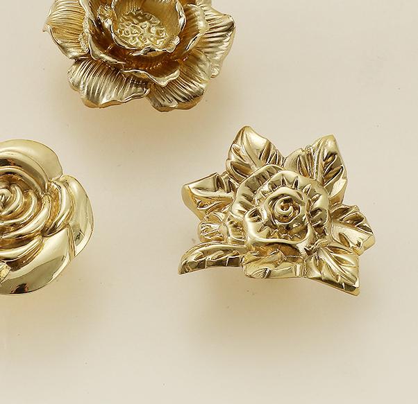 Solid Brass Flower Drawer Knob 25 45mm 1" 3/4" Gold Color Kitchen Door Drawer Pull Furniture Hardware Wholesale