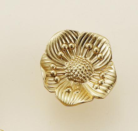 Solid Brass Flower Drawer Knob 22 44mm 7/8" 1 3/4" Gold Color Kitchen Door Drawer Pull Furniture Hardware Wholesale