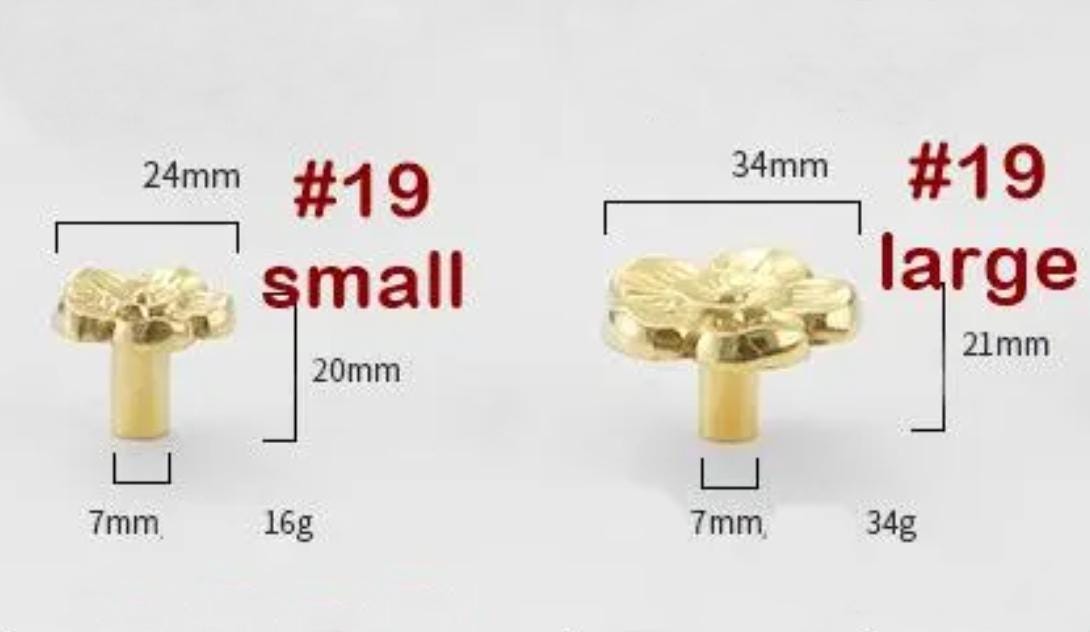 Solid Brass Flower Drawer Knob 24 34mm 1" 1 3/8" Gold Color Kitchen Door Drawer Pull Furniture Hardware Wholesale