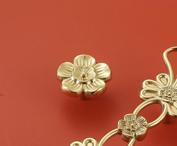Solid Brass Flower Drawer Knob 24 34mm 1" 1 3/8" Gold Color Kitchen Door Drawer Pull Furniture Hardware Wholesale