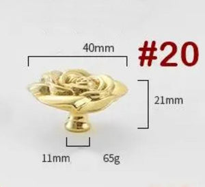 Solid Brass Floral Cabinet Pulls & Knobs - Gold Finish for Cabinets - view 2
