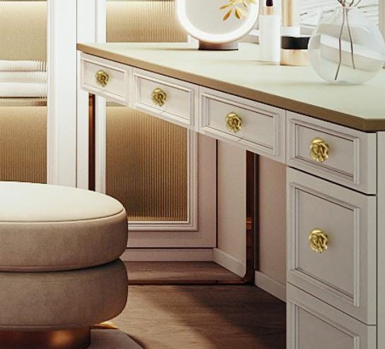 Solid Brass Floral Cabinet Pulls & Knobs - Gold Finish for Cabinets - view 5