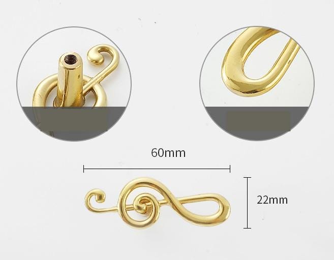 Solid Brass Treble Clef Drawer Knob 24 60mm 1" 2 3/8" Gold Color Kitchen Door Drawer Pull Furniture Hardware Wholesale