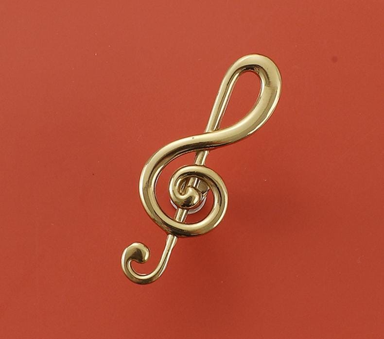 Solid Brass Treble Clef Drawer Knob 24 60mm 1" 2 3/8" Gold Color Kitchen Door Drawer Pull Furniture Hardware Wholesale