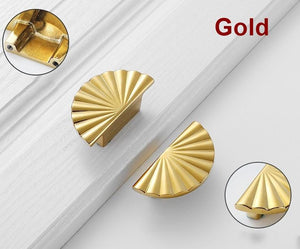 Solid Brass Sunflower Cabinet Pulls & Knobs - Gold Finish Hardware - view 3