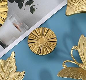 Solid Brass Sunflower Cabinet Pulls & Knobs - Gold Finish Hardware - view 8