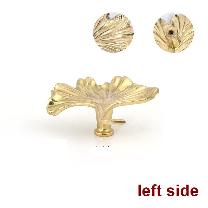 Solid Brass Leaf Cabinet Pulls & Knobs - Gold Finish for Cabinets - view 3