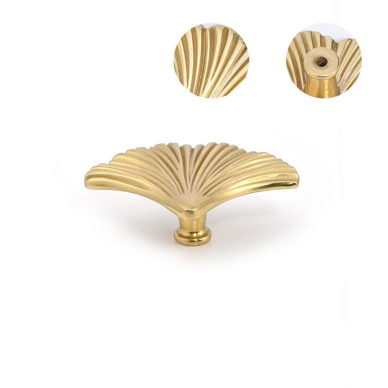 Solid Brass Leaf Cabinet Pulls & Knobs - Gold Finish for Cabinets - view 3