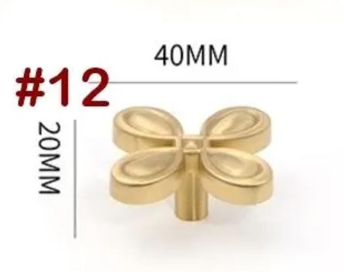 Solid Brass Flower Drawer Knob 20 40mm 7/8" 1 5/8" Gold Color Kitchen Door Drawer Pull Furniture Hardware Wholesale