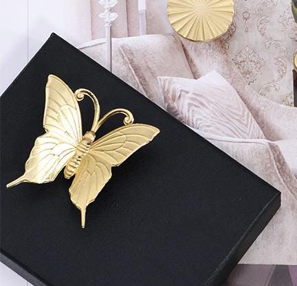 Solid Brass Butterfly Cabinet Pulls & Knobs - Gold Finish Hardware - view 5