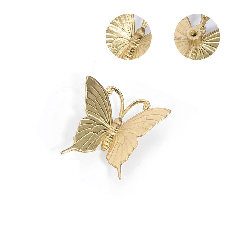 Solid Brass Butterfly Drawer Knob 25 66mm 1" 2 5/8" Gold Color Kitchen Door Drawer Pull Furniture Hardware Wholesale