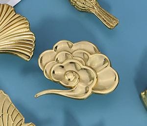 Solid Brass Leaf Cabinet Pulls & Knobs - Gold Finish for Cabinets - view 5