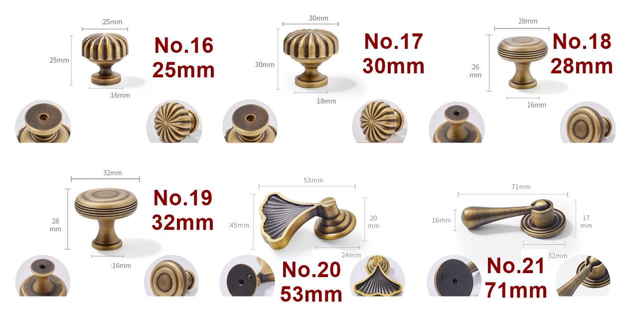 Solid Brass Vintage Cabinet Pulls & Knobs - Furniture Hardware - No.5 / 1 pc