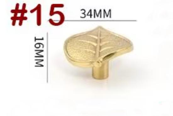 Solid Brass Leaf Drawer Knob 16 34mm 5/8" 1 3/8" Gold Color Kitchen Door Drawer Pull Furniture Hardware Wholesale