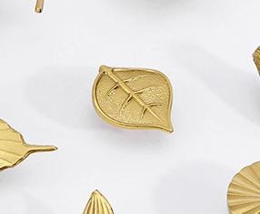 Solid Brass Leaf Drawer Knob 16 34mm 5/8" 1 3/8" Gold Color Kitchen Door Drawer Pull Furniture Hardware Wholesale