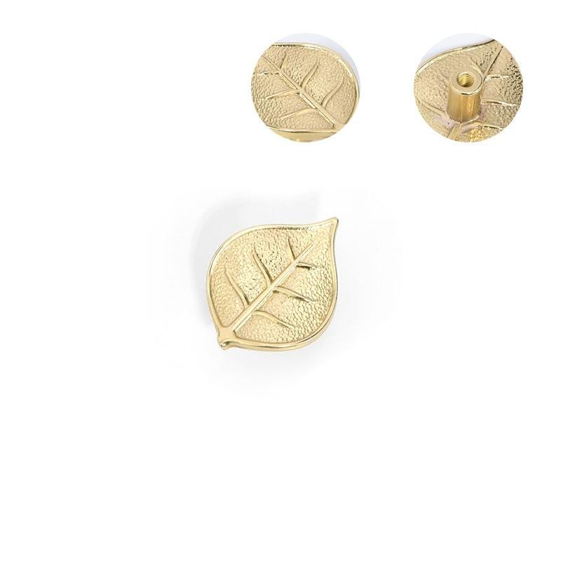 Solid Brass Leaf Drawer Knob 16 34mm 5/8" 1 3/8" Gold Color Kitchen Door Drawer Pull Furniture Hardware Wholesale