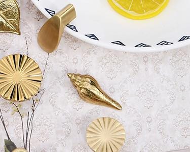 Gold Plated Shell Drawer Knob 5/8" 2" Solid Brass Hardware For Unique Handmade Furniture Coastal Beach Home Decor Kitchen Bathroom Cabinet