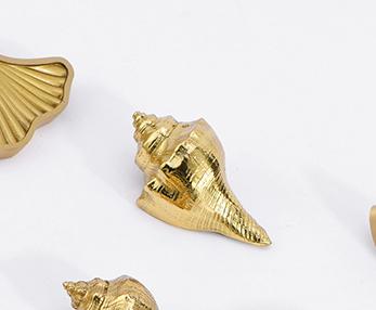 Solid Brass Shell Drawer Knob 25 54mm 1" 2 1/8" Gold Color Kitchen Door Drawer Pull Furniture Hardware Wholesale