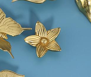 Solid Brass Flower Drawer Knob 21 48mm 7/8" 1 7/8" Gold Color Kitchen Door Drawer Pull Furniture Hardware Wholesale