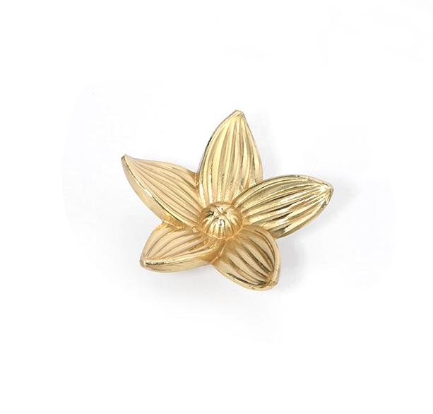 Solid Brass Flower Drawer Knob 21 48mm 7/8" 1 7/8" Gold Color Kitchen Door Drawer Pull Furniture Hardware Wholesale