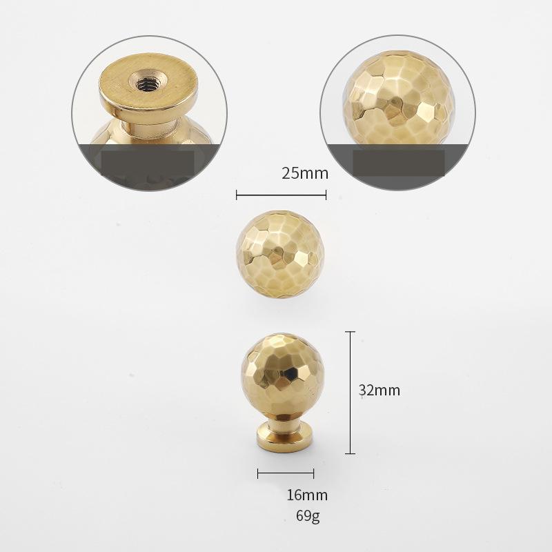 Gold Plated Hammered Ball Drawer Knob 1 1/4 Brass Hardware For Unique Handmade Furniture Home Vintage Decor Kitchen Bathroom Cabinet Dresser