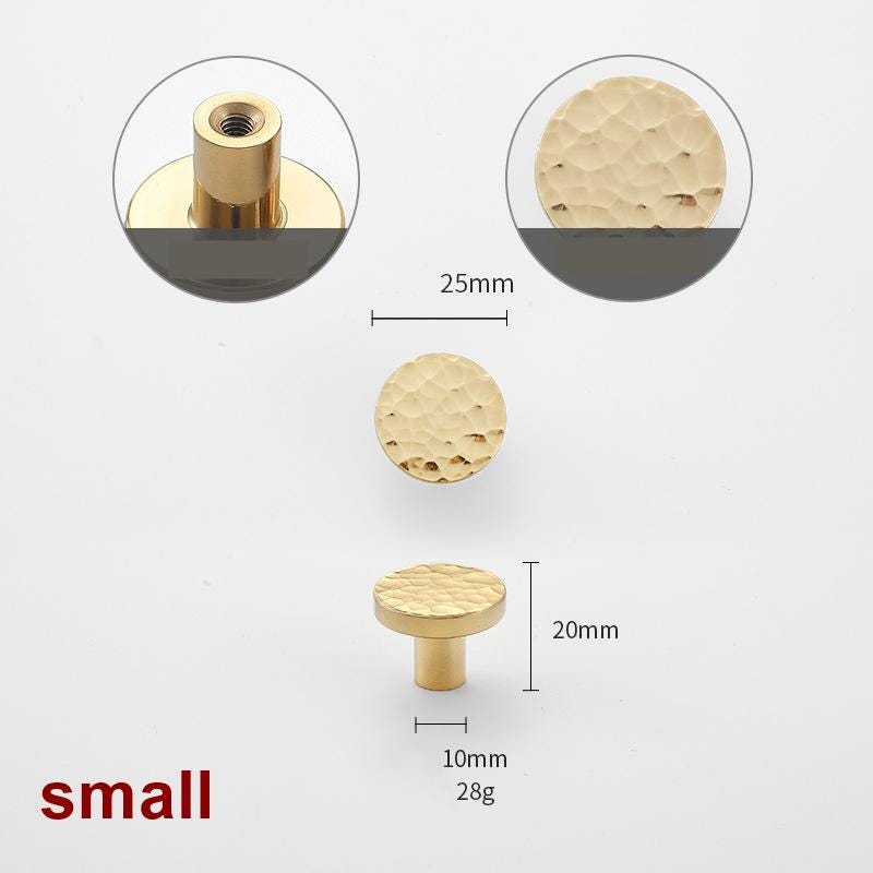 Solid Brass Mushroom Drawer Knob 25 32mm 7/8" 1 1/4" Forged Gold Color Kitchen Door Drawer Pull Furniture Hardware Wholesale