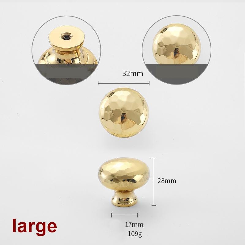 Solid Brass Mushroom Drawer Knob 23 28 32mm 7/8" 1" 1 1/4" Forged Gold Color Kitchen Door Drawer Pull Furniture Hardware Wholesale