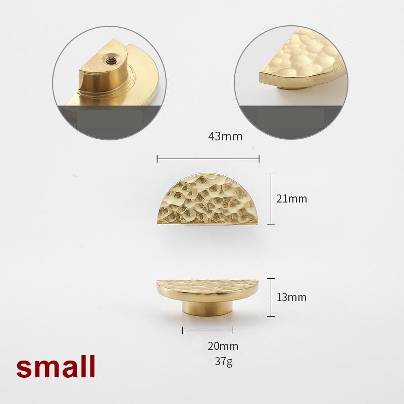 Solid Brass Semicircle Drawer Knob 43 76mm 1 5/8" 3" Forged Gold Color Kitchen Door Drawer Pull Furniture Hardware Wholesale