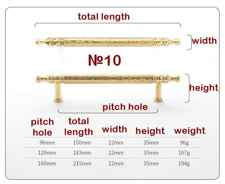 Solid Brass Drawer Pull Handle Forged Gold Color 6 7 8 Inches 150 183 215mm Kitchen Cabinet Door Furniture Decor Hardware Wholesale
