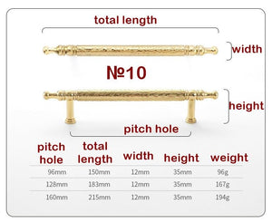 Solid Brass Cabinet Pulls & Knobs - Gold Finish Furniture Hardware - No.10 183mm / 1pc