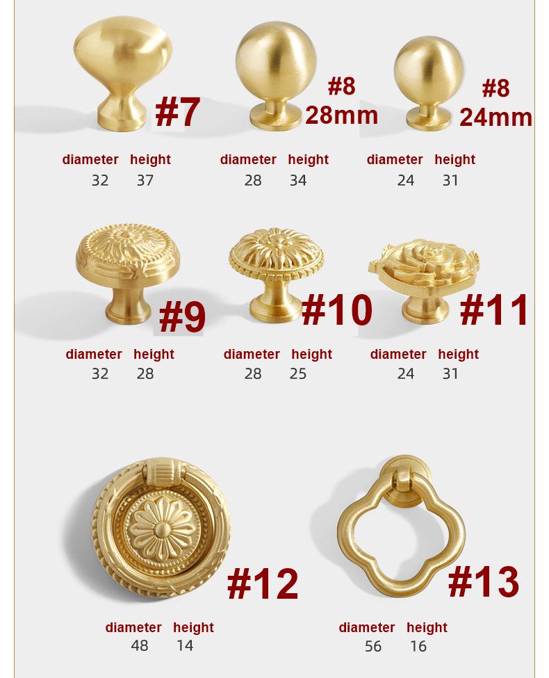 Brushed Solid Brass Handles Knobs Cupboard Kitchen Cup Drawer Bin Pulls Cabinet Door Furniture Decor Hardware Wholesale Bulk