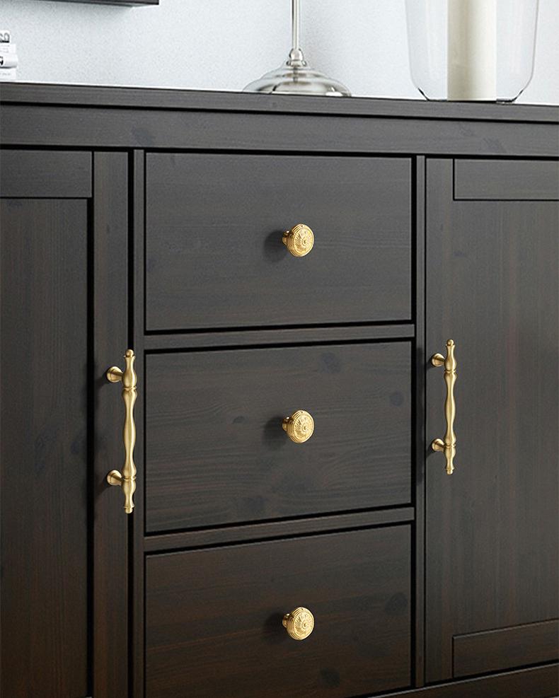 Brushed Solid Brass Handles Knobs Cupboard Kitchen Cup Drawer Bin Pulls Cabinet Door Furniture Decor Hardware Wholesale Bulk