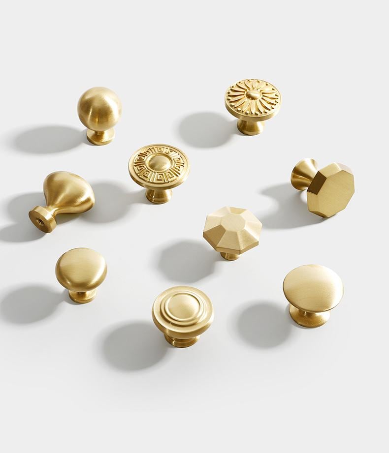 Brushed Solid Brass Handles Knobs Cupboard Kitchen Cup Drawer Bin Pulls Cabinet Door Furniture Decor Hardware Wholesale Bulk