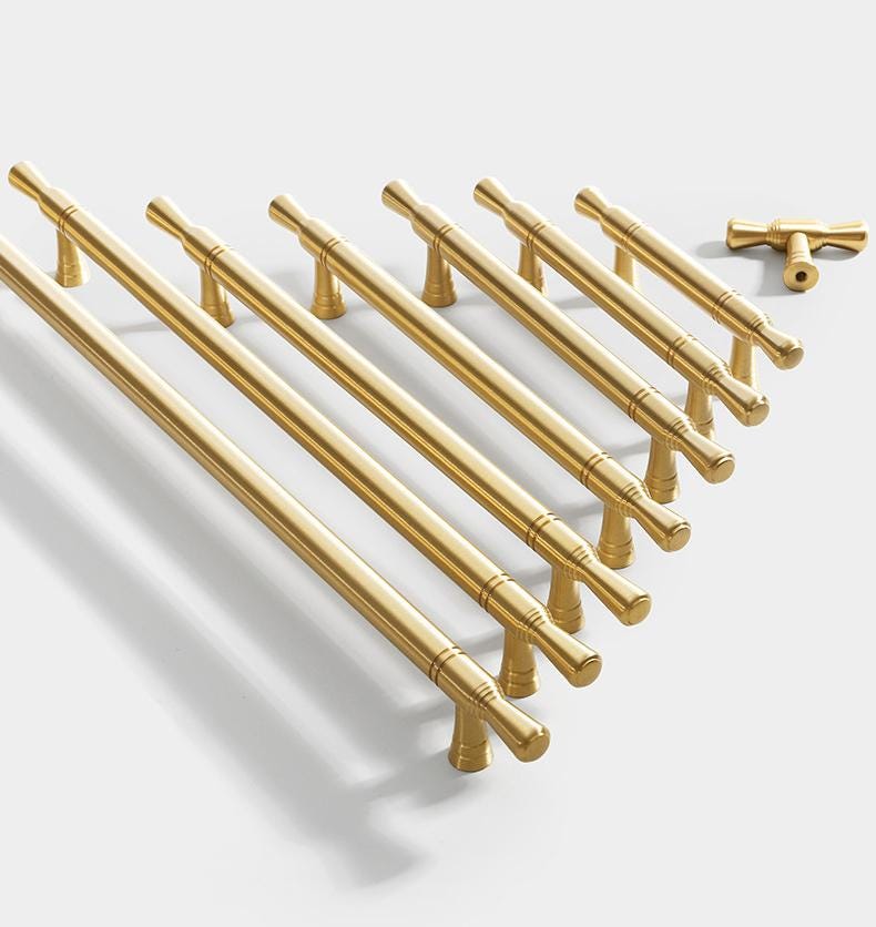 Brushed Solid Brass Handles Knobs Cupboard Kitchen Cup Drawer Bin Pulls Cabinet Door Furniture Decor Hardware Wholesale Bulk