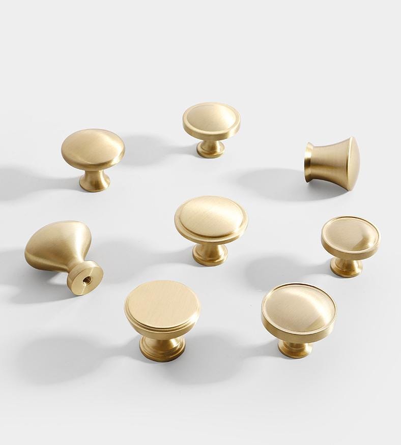 Brushed Solid Brass Handles Knobs Cupboard Kitchen Cup Drawer Bin Pulls Cabinet Door Furniture Decor Hardware Wholesale Bulk